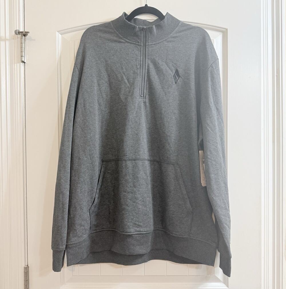SKECHERS GO lounge Men's Solid Gray 1/4 Zip Mock Neck Hoodie 2XL NEW NWT